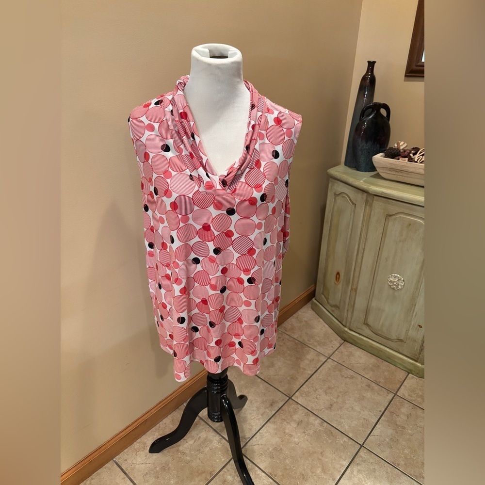 Anne Klein Women’s Sleeveless Blouse Circle Print Size 2X